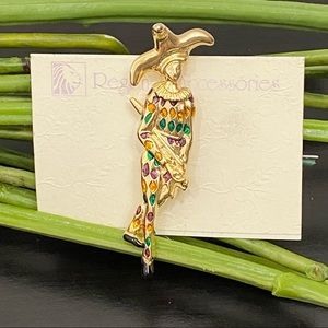 Vintage Unsigned Gold-tone Clown Jester Brooch